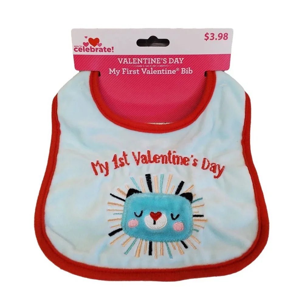 My First Valentines Day Bib Baby Bib My First Valentine Bib in Blue